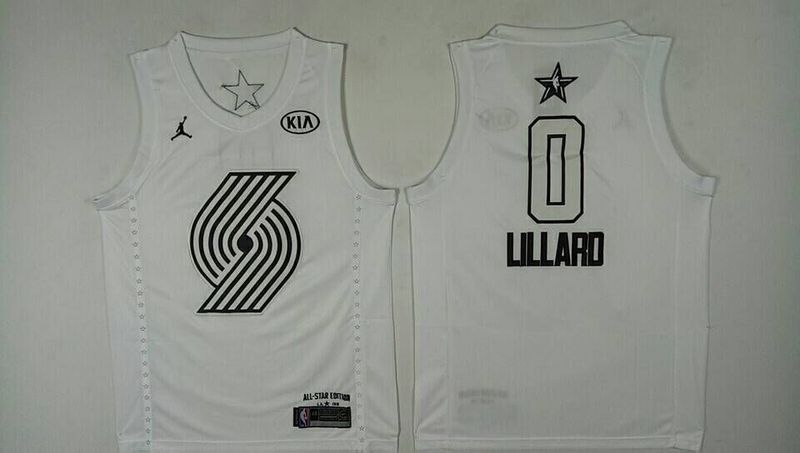 Men Portland Trail Blazers #0 Lillard White 2108 All Stars NBA Jerseys->portland trail blazers->NBA Jersey